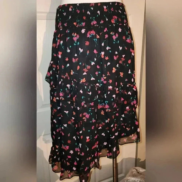 NWT! Joie Silk Gorowen Floral Print A-line Skirt Asymmetric Ruffle Hem S - Picture 7 of 12